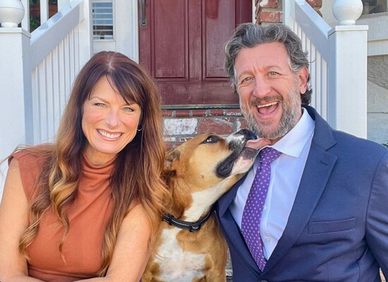 Seth Bier with his business partner and wife, Leann Bier, and Teddy.