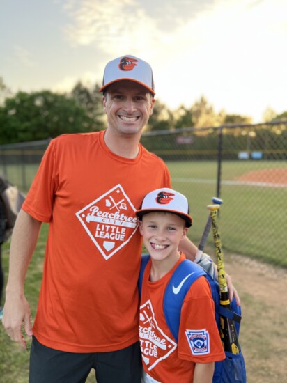 Brian and son, Bryce, at PTC Little League.