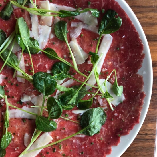 Lamb Carpaccio at Alley Light. Photo credit: Will Caggiano