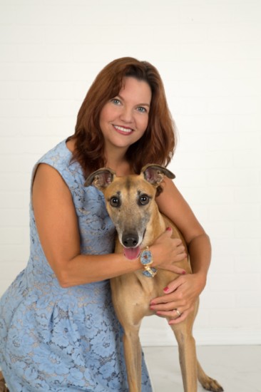 Lisa Redvers with Lucy, her adopted greyhound