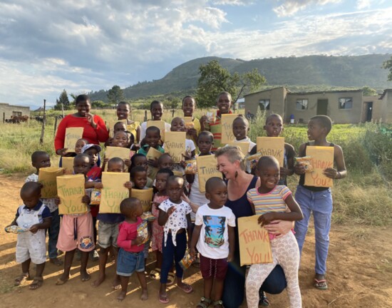 Giving school supplies to Zulu children