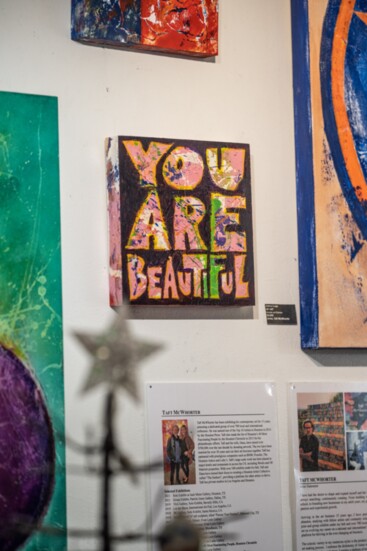 Messages of love and positivity are featured in many paintings