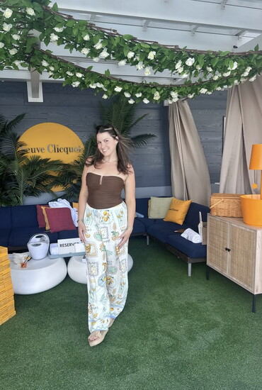 Publication Director Carly Mac Manus in the Veuve Clicquot Bungalow