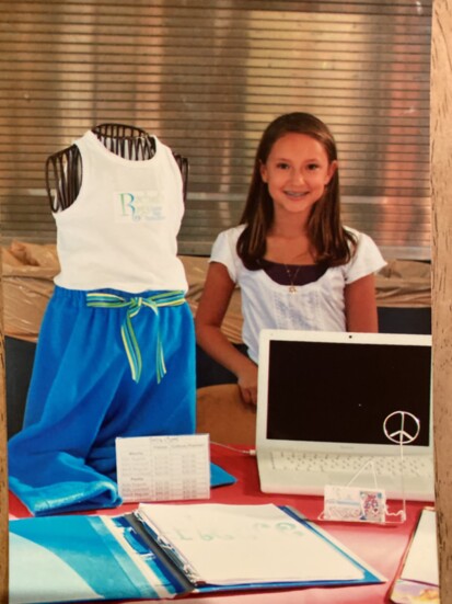 Rachel at 10, selling her PJs at a craft fair.