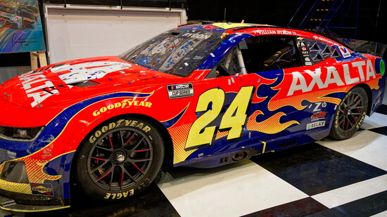 William Byron's iconic No. 24 Chevrolet winning car from the 2025 Daytona 500 on loan to MSHOF at DIS from Hendrick Motorsports