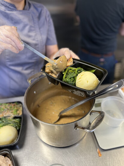 Chicken marsala with mashed potatoes and grilled broccolini is a warming meal for the fall season.