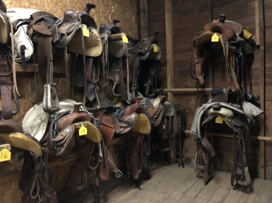 The saddle room at Vee Bar Guest Ranch.