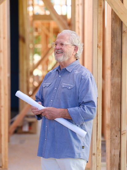 Gary at a job site: making sure the project reflects his vision and craftsmanship. (Photo by AJ Stegall)