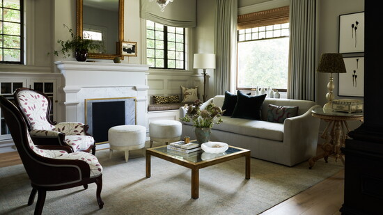 This living room is an eclectic mix of traditional, vintage and more contemporary pieces.