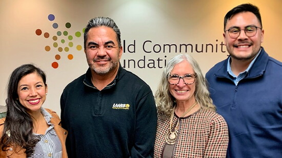 Current committee members Brenda Campos-Spitze, Marcos Sanchez, Hendel Sztajnworc, and Chris Garcia