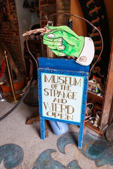 A fitting welcome to the strange and unusual world of Pexcho’s American Dime Museum.