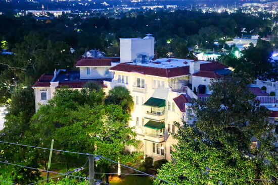Augusta after dark from Six South Rooftop Bar atop the Partridge Inn.