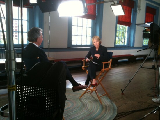 Gene Epstein being interviewed by American TV broadcaster and multimedia journalist Katie Couric. 