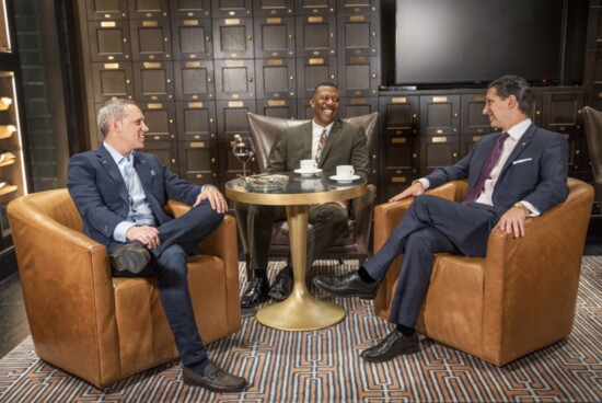 Andy Strickland, Tim Cunningham, Nick Ragone on location at the Ritz Carlton Cigar Club