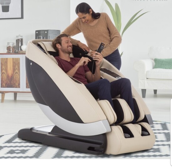 A zero gravity massage chair.