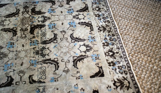 Antique 1930s oriental rug/natural jute rug