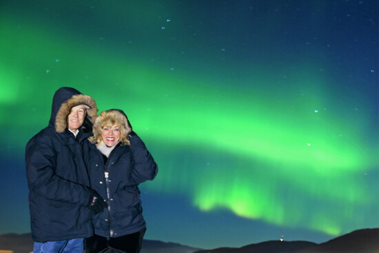 Lowell and Nancy seeing the Northern Lights in Norway in 2016.