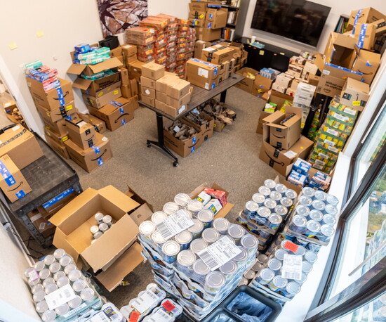 Shalom Austin's flood relief food pantry.