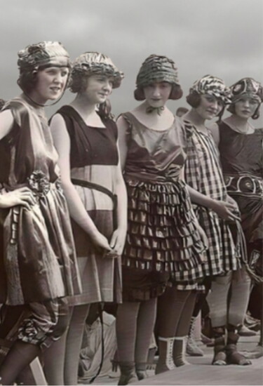Contestants pose during one of Redondo Beach's popular Bathing Beauties contests.