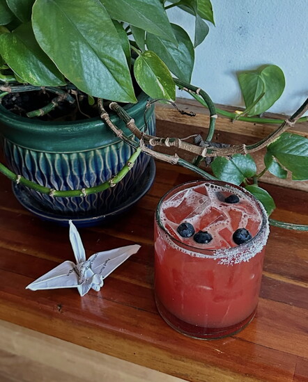 A blueberry passionfruit margarita from Sayulita