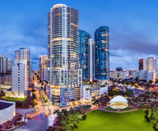 The Hyatt Centric reigns supreme against the ever changing cityscape of Las Olas.