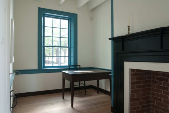 Counting desk in the restored 1823 Print Shop