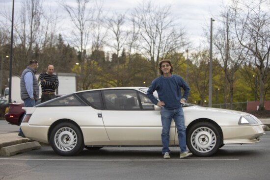 Adam Chovanak and 1988 Renault Alpine GTA, made at Alpine factory in Dieppe, France