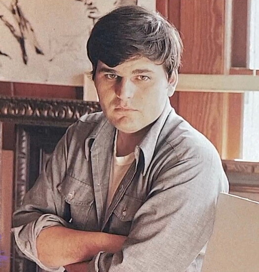 George Rodrigue in his art studio, 1968-69, New Iberia, Louisiana