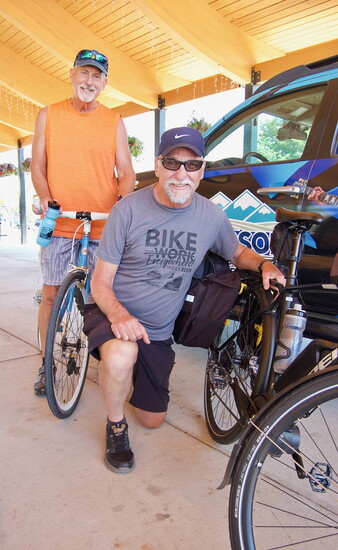 Members of the Bike Month planning committee visit the Boardwalk Park station on Bike Everywhere Day.