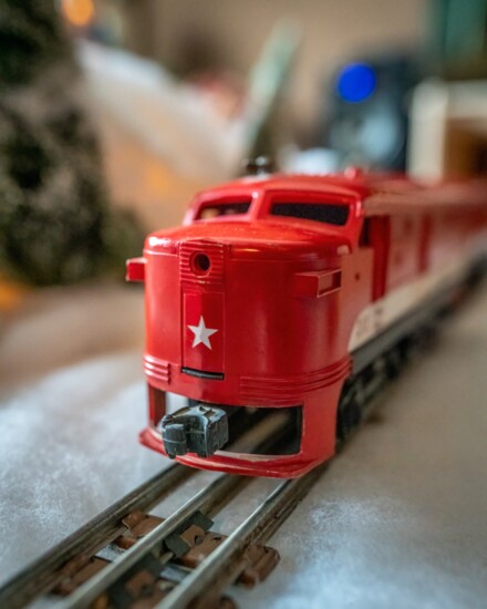 A Lionel "Texas Special" diesel-electric engine ready to head down the "O" gauge track