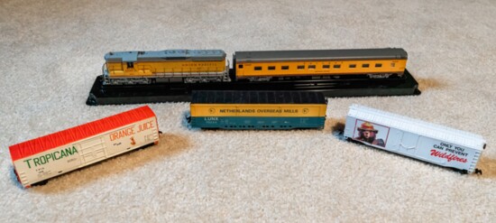 Lynn's collection includes an assortment of classic themed rolling stock.