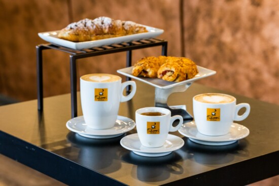 An assortment of coffee and pastries