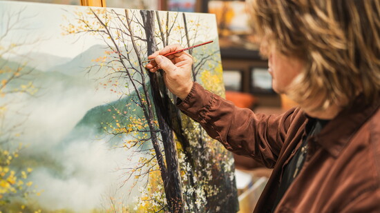 Robert A. Tino in his studio on Sunset Farm