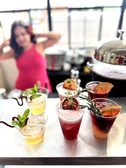 A bouquet of beverages by Bars On Wheels.