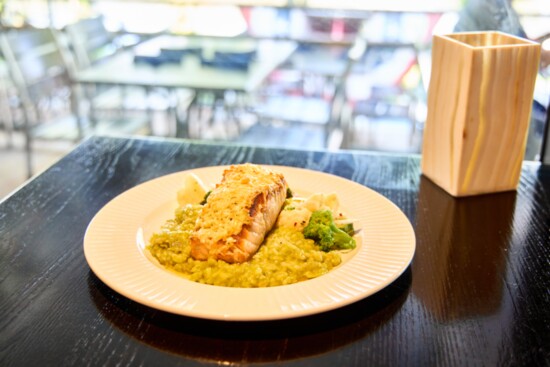 River's Asiago Salmon entree is a popular menu staple