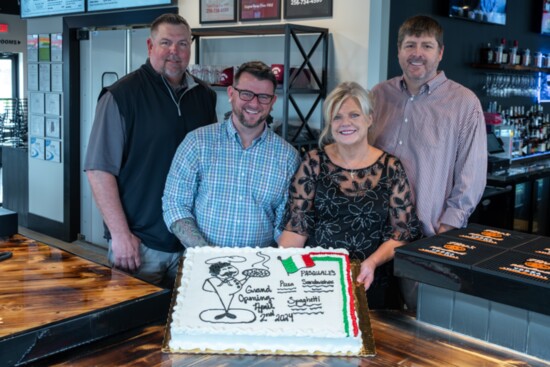 Left to right are Pasquale’s Owner Mike Morgan, General Manager Taylor Buckley, Former Owner Donna Nunnelley and Owner Steve Morgan.