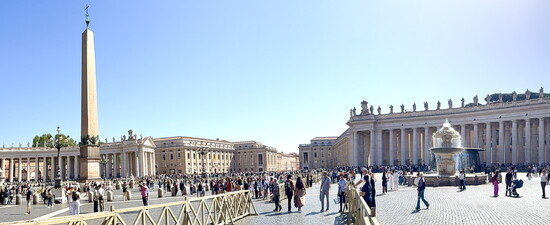 Sightseers in St. Peter’s Square outside St. Peter’s Basilica in Vatican City. 