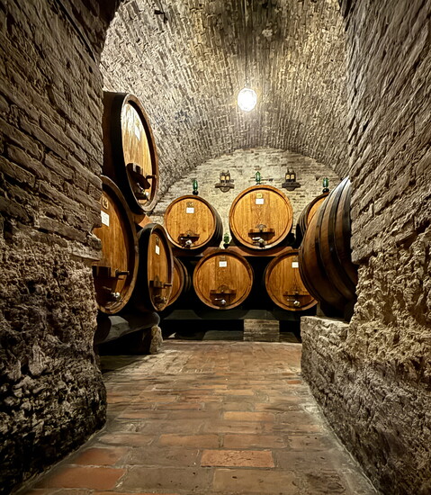 The caves that house the wine cellar at Cantine Contucci in Montepulciano date to the ancient Etruscan era.
