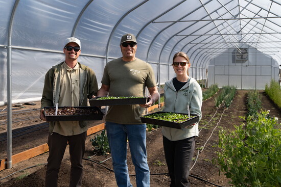 (l to r) Josh Lesko, ATBF Lead Farm Manager; Ben Marsh, ATBF Founder and CEO; Kelly Moffatt, ATBF Executive Director