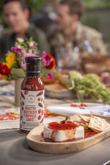 Award-winning Roasted Raspberry Chipotle Sauce.