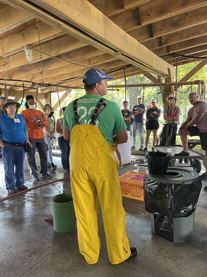 Daniel Salatin leading the Polyface Farms team. Photo Credit: Wendy Gray