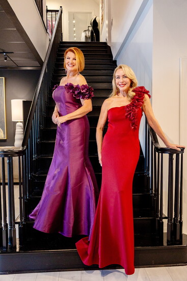 Sharon Harper in MGNY dress, Stefanie Somers earrings, Nichole Holmes in Alexander by Daymor, Stefanie Somers earrings