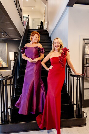 Sharon Harper in MGNY dress, Stefanie Somers earrings, Nichole Holmes in Alexander by Daymor, Stefanie Somers earrings 