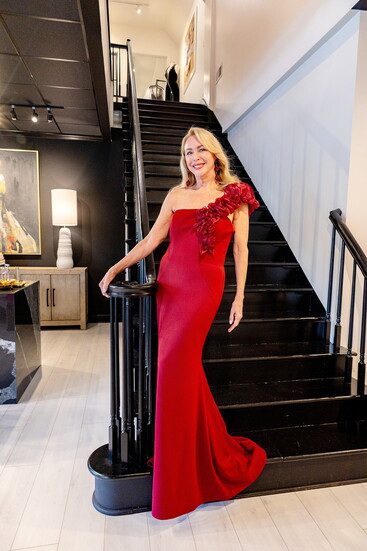 Sharon Harper in MGNY dress, Stefanie Somers earrings 
