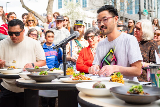Chef Kris Kamori and Kamori of KIN, Mayor Mclean, Chef Salvador Alamilla  