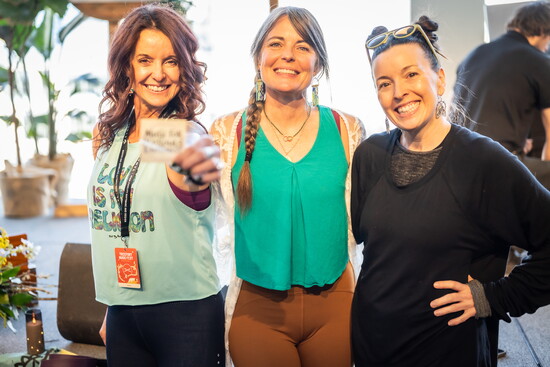 Holly Flemming & SuZanne DeSoleil with Yogafort toriginator, Marisa Radha Weepier