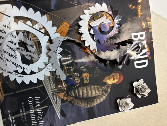 Past issues of Bend Lifestyle magazine used in GARDEN PARTY design by DeeDee Johnson. Photo credit: DeeDee Johnson