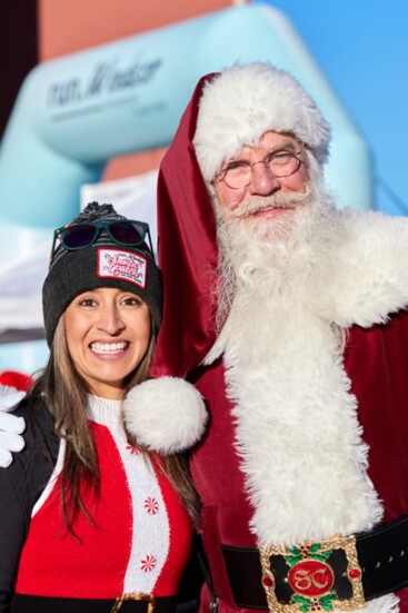 Mandy and Santa at the 2023 Santa Catch.