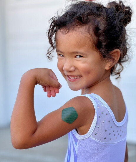 Jordan Elfalan, all smiles, sporting Thimble’s Recover patch.