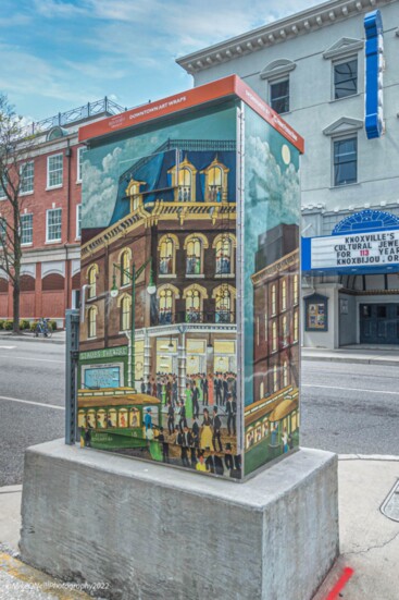 “The Staub Opera House, circa 1897” (painted 1974, Russell Briscoe) located at Gay St and W. Cumberland Ave.